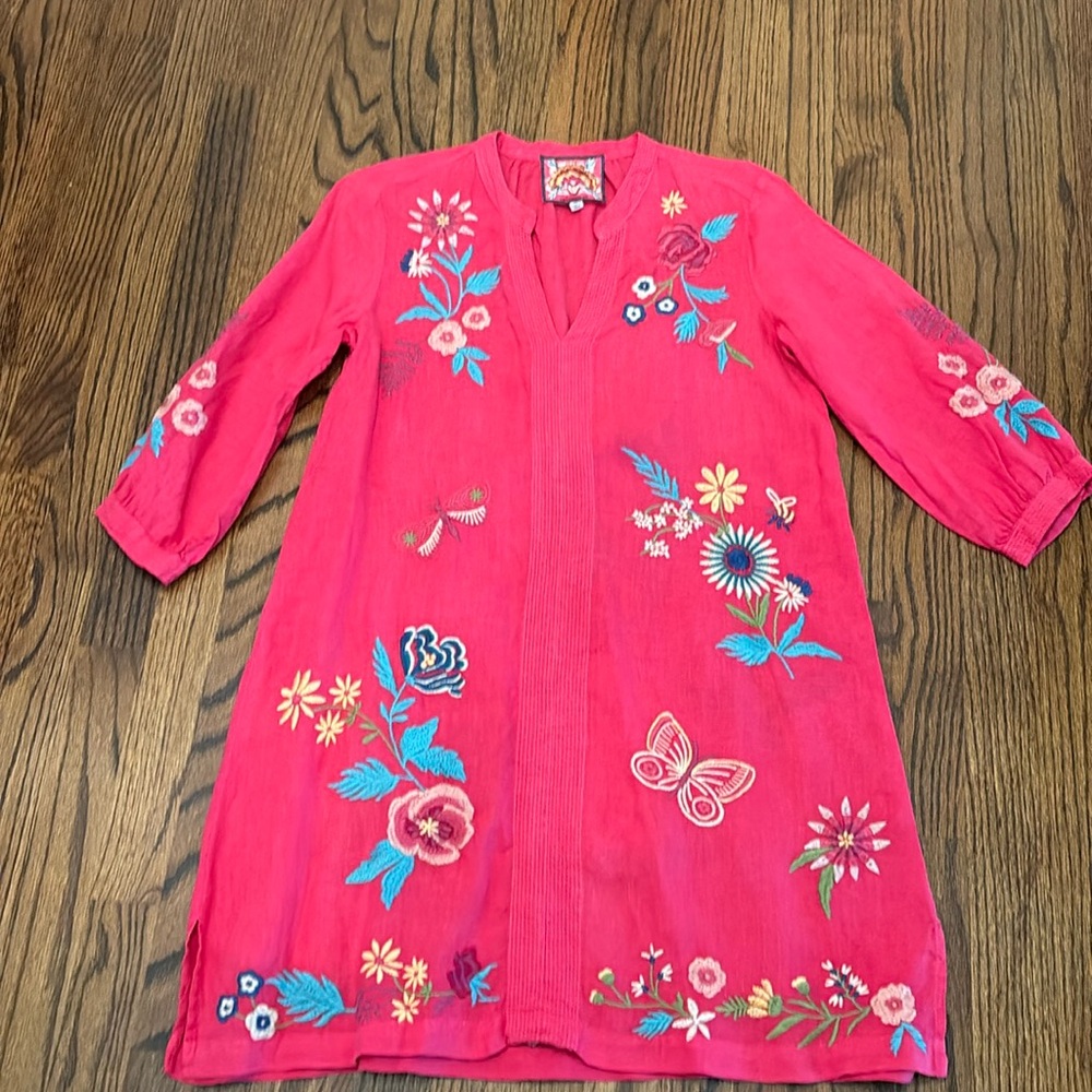 Johnny Was embroidered linen dress, XS